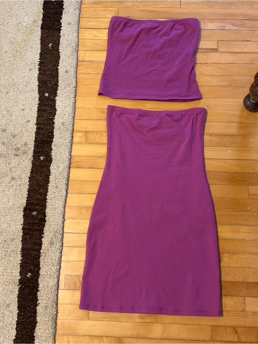 Women’s Strapless Tube Skirt Set in Vibrant Purple